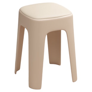 塑料凳子家用可叠放现代简约软包方凳高板凳结实耐用客厅餐椅凳子