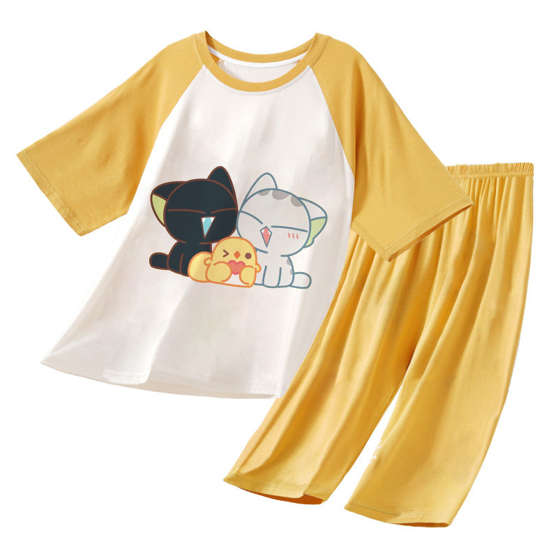 罗小黑睡衣莫代尔家居服母女套装