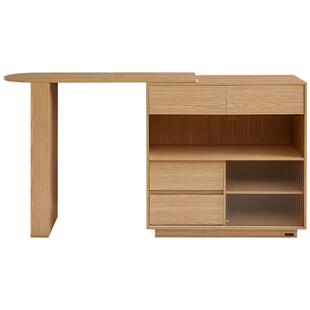 全友家居原木风吧台餐边柜一体客厅家用小户型可伸缩客厅隔断柜