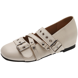 法式皮带扣玛丽珍女鞋2026新款春季芭蕾风平底鞋内增高单鞋小皮鞋