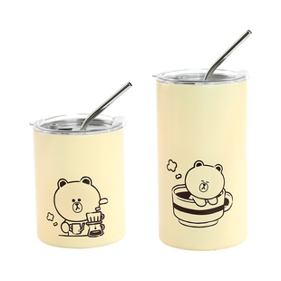 LINE FRIENDS双层咖啡杯保温杯保冷马克杯子便携式随行不锈钢水杯