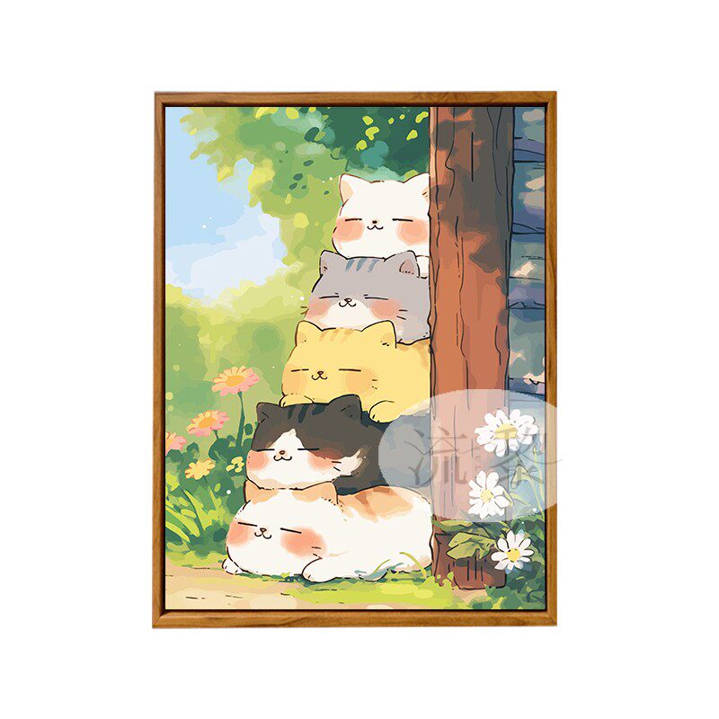宫崎骏可爱堆堆猫咪卡通数字油画