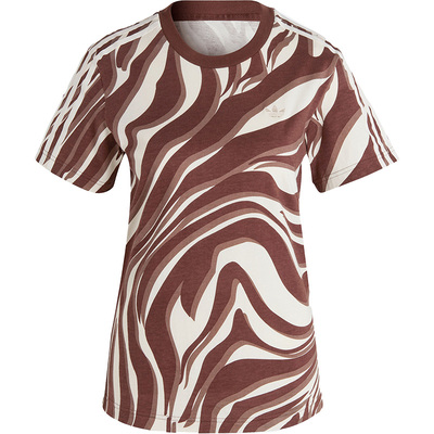 阿迪达斯女子动物纹印花运动短袖