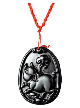 生肖猪吊坠砭石项链