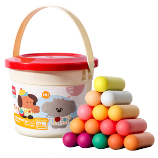 得力橡皮泥安全无毒儿童食品级无味幼儿园专用彩泥24色12色小学生diy手工桶装玩具套装女孩模具黏土超轻粘土