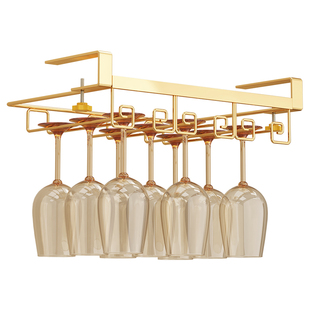 轻奢高档红酒杯架倒挂免打孔悬挂高脚杯架子置物收纳家用酒柜摆件