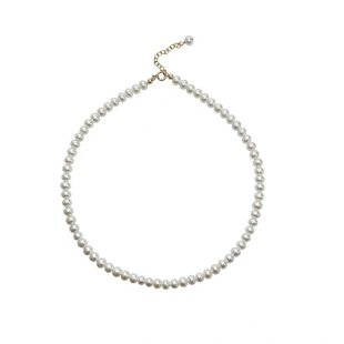 花园里的波特小姐。双排链淡水珍珠颈链choker进口14k包金项链