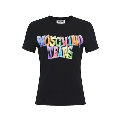 【礼物低至5折】M05CH1N0 JEANS女士炫彩徽标LogoT恤圆领短袖上衣