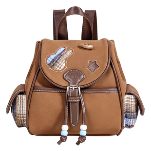 米菲冬季时尚复古美拉德2026新款女式双肩包包百搭小巧抽绳背包