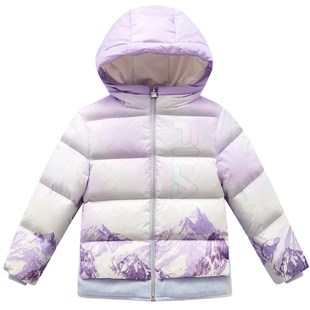 FILA斐乐童装儿童羽绒服2024冬季款女大童洋气鸭绒保暖连帽外套