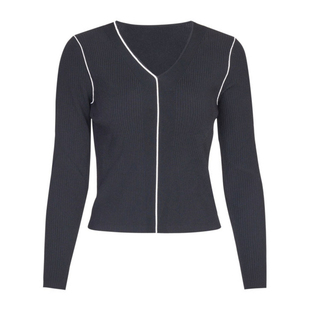 婉甸2025年秋季新品耀石黑V领毛织简约打底衫套头衫1243W21GL2