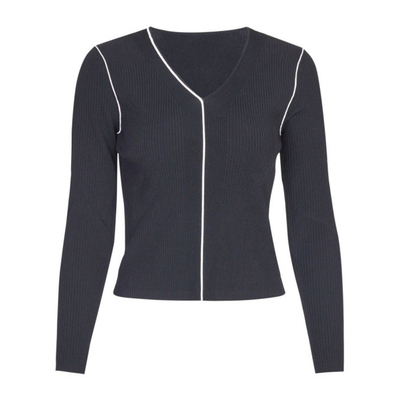 婉甸2025年秋季新品耀石黑V领毛织简约打底衫套头衫1243W21GL2