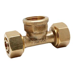 天一 金牛 铝塑管等卡套式内丝三通 1216X1/2 内牙铝塑管管件接头