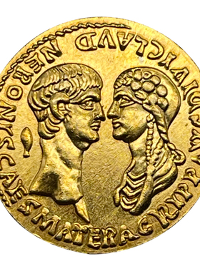 罗马金币项链铜镀金尼禄皇帝吊坠