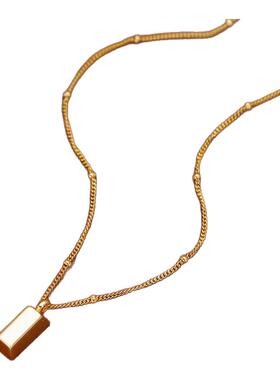 钛钢不褪色小金砖项链