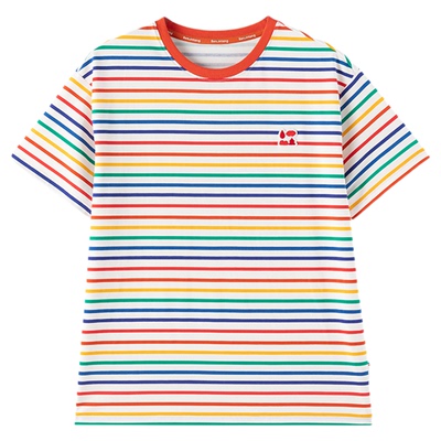 森林棠单向导汗彩虹条纹运动T恤