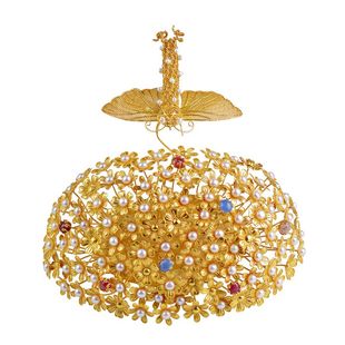 闹蛾扑花冠,传统手工头饰汉服配饰古代新娘头饰复原李静训同款