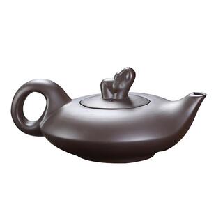 紫砂如意吉祥壶功夫茶具陶瓷茶壶纯色家用泡茶器可养半手工单壶小