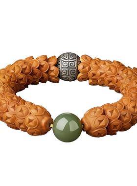 橄榄核金饭碗手串和田玉文玩手链