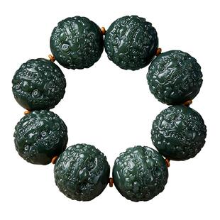 收藏级和田玉手串男士貔貅手链大颗文玩佛珠盘玩念珠高级感转运珠