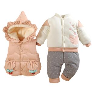 加厚分体套装女宝宝棉服袄外出服0一1岁洋气秋冬装童小婴儿衣服季