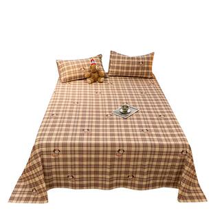 无印良品加厚磨毛纯棉床单单件100全棉学生被单人床笠枕套三件套