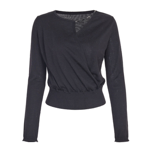 婉甸2025年秋新品耀石黑长袖毛织套头衫长袖上衣针织衫1243W13RJ3