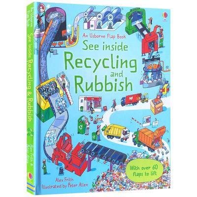 英文原版揭秘垃圾垃圾分类及回收早教科普科学知识翻翻书 Rubbish and Recycling See Inside精装6-9岁儿童百科Usborne出品
