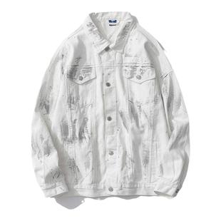 WH先生ins超火反光泼墨工装外套男潮牌街头宽松情侣休闲夹克衫