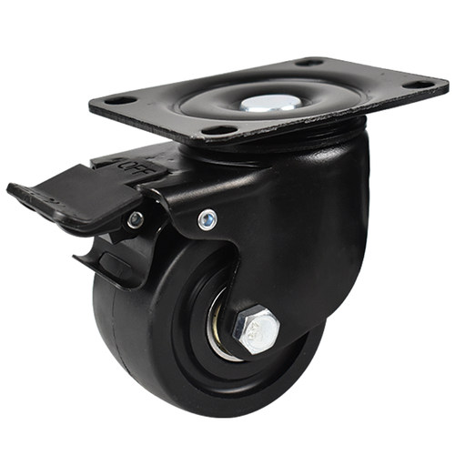 低重心重载型黑尼龙万向轮3寸耐磨承重轮脚轮滑轮双轴承静音轱辘