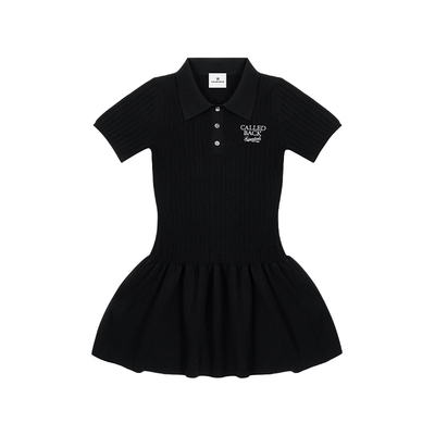 CALLEDBACK连衣裙polo领小黑裙