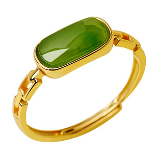 宫里上新和田玉戒指女纯银玉石碧玉手饰小众设计生日礼物送妈妈