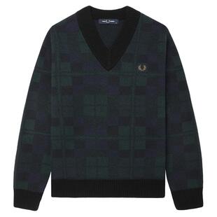 FRED PERRY男士休闲针织衫2025冬季新款长袖V领宽松麦穗刺绣K1554