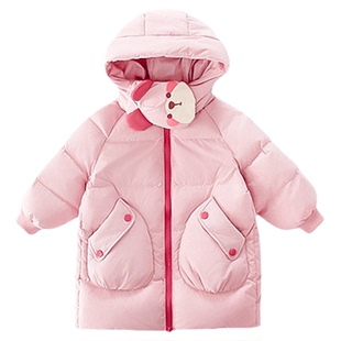 女童厚实棉服羽绒棉外套2025新款冬装连帽冬季女宝宝中长款加厚潮