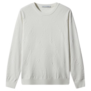 【轻奢提花】卡宾高级感羊毛针织衫男装2026春季新款圆领保暖毛衣