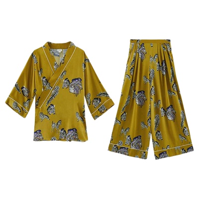 丝侬水墨斑马纹真丝家居服套装