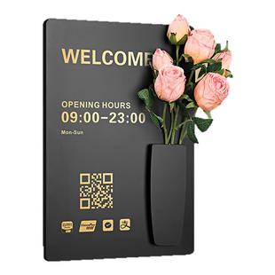 营业时间告示牌店铺营业中挂牌门店休息有事外出玻璃贴请拨打电话号码提示牌子服装店美容院门口广告挂门展示