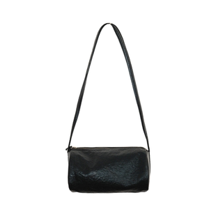 SecondMoon法国进口涂层水洗纯亚麻小众设计圆筒包单肩斜挎包女