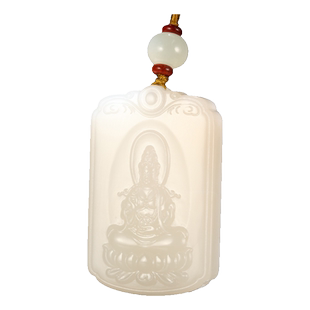 玉说和田玉羊脂白玉观音吊坠男款圣兽法轮老熟料细腻菩萨玉牌挂件