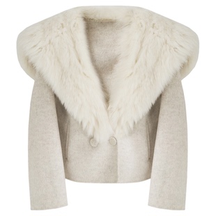 SeRinaBlue2026年春季新款千金感毛领双面呢毛呢外套女士羊毛大衣