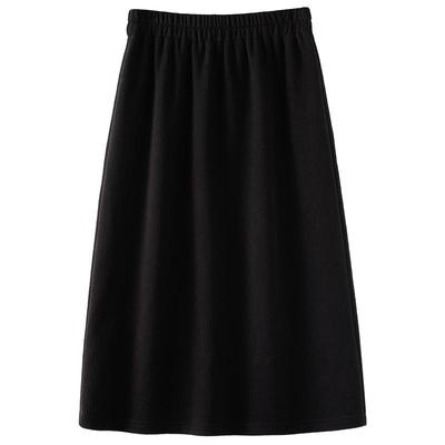 OSA黑色高腰加绒半身裙