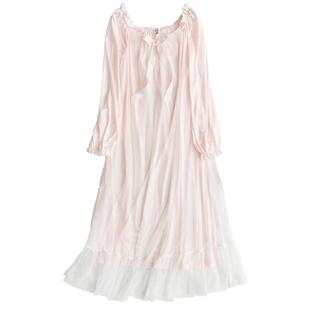 RoseTree冰丝睡裙女春夏长袖长款性感法式宫廷公主风缎面睡衣裙秋