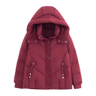 雅鹿羽绒服女短款2025冬季新款妈妈装中老年加厚白鸭绒宽松外套女