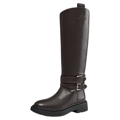 ASH女靴2025秋冬MARLIN真皮高跟圆头女粗跟高筒靴时装长靴