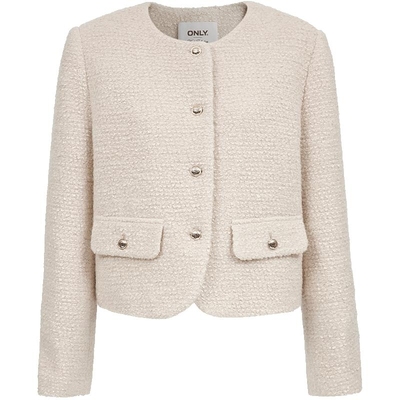 ONLY正肩口袋装饰小香风毛呢外套