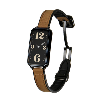 UHADA疯马皮折叠磁吸方扣表带