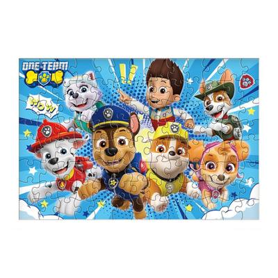 汪汪队儿童纸质拼图5-6-7-8岁以上卡通平图100片男孩益智力玩具