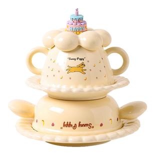 川岛屋可爱一人食餐具套装碗碟杯子礼盒儿童闺蜜生日礼物女生实用