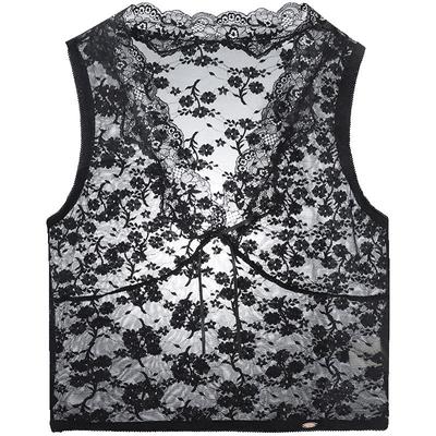 歌瑞尔法式蕾丝V领背心女内搭