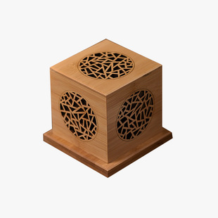 白鼠尾草香薰净化盒水晶消磁几何图燃烧器皿塔香专用香炉竹制盒